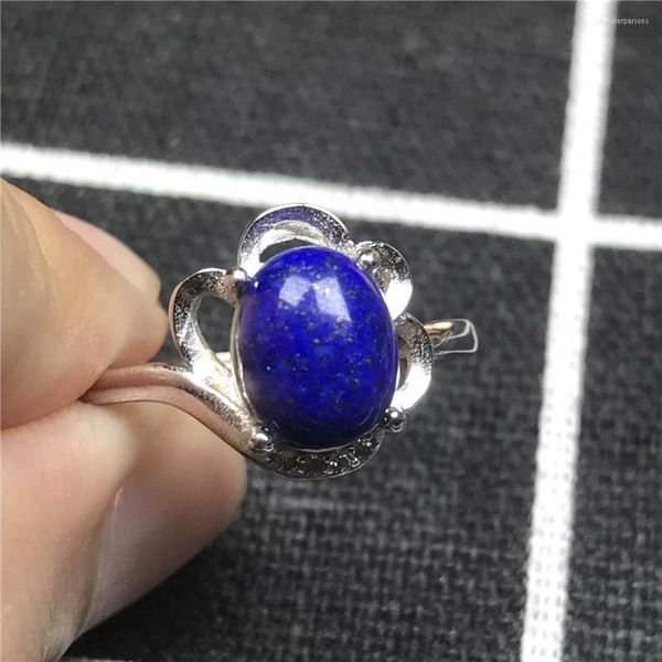 Cluster Rings 8x6mm Top Natural Royal Blue Lapislazzuli Anello gioielli per donna Lady Man Love Gift Beads Crystal Gemstone Regolabile