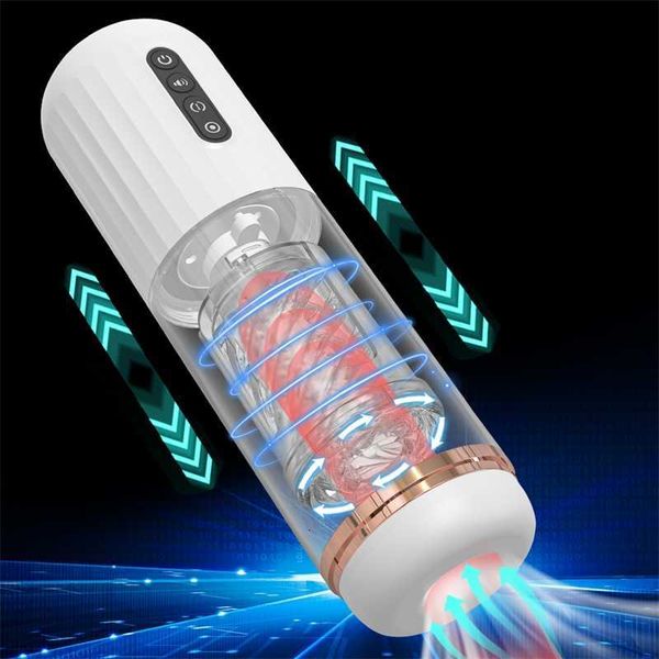 Sex toy Masseur Automatique Télescopique Rotation Mâle Masturbation Tasse Transparent Vide Fellation Machine Vibrateur Jouets Sexy pour Homme