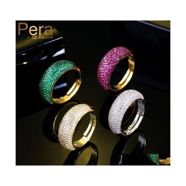 Cluster Rings Pera Esign Rose Red Green African Cz 585 Gold Women Regolabile Cocktail Party Anello da dito per gioielli da donna D Dh6Uf