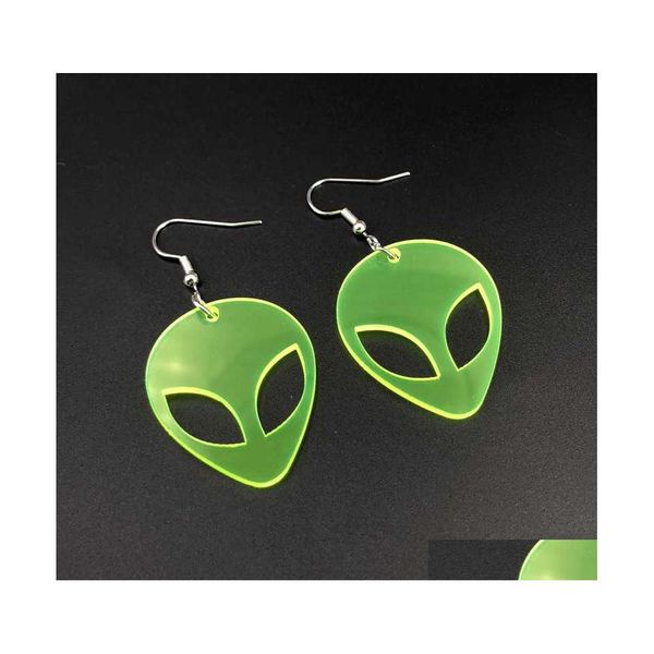 Brinco Charme Transparente Verde Fluorescente Alien Brincos Personalidade Boate Acrílico Moda Feminina Jóias Drop Delivery Dhpiv