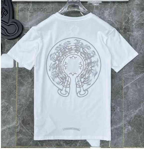 Klassisches Herren-Herz-Luxus-T-Shirt Ch Marke Tops T-Shirts Männer Frauen Sanskrit-Buchstabe Chromes Sweatshirts Kurzarm Hufeisen Designer Paar 45