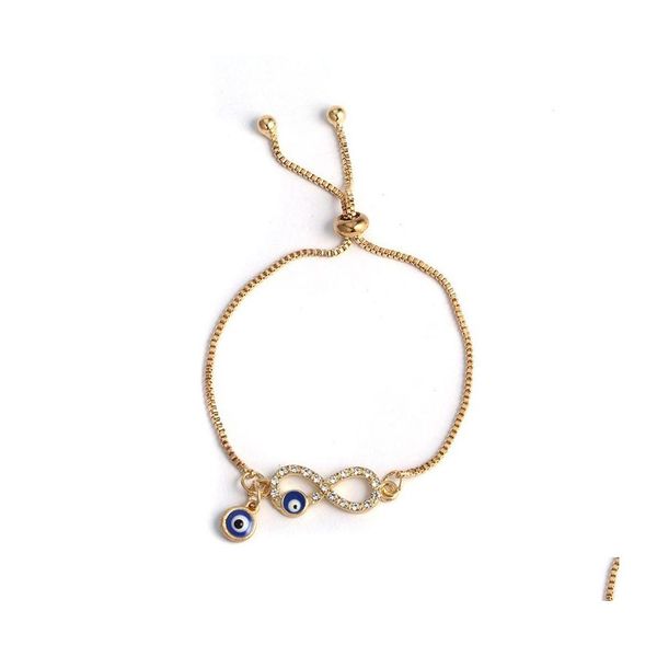 Bracelets de charme Jóias de moda Evil Eye Figura Oito pendente azul de pingente azul Deliver