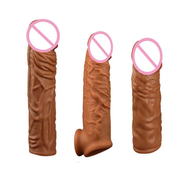 Sexspielzeuge, Massagegerät, flüssige Silikonhülle, wiederverwendbarer Extender, 195 mm, männlicher Penis-Expander, Dildo-Booster, verzögerte Ejakulation, Sex-Shop-Produkte