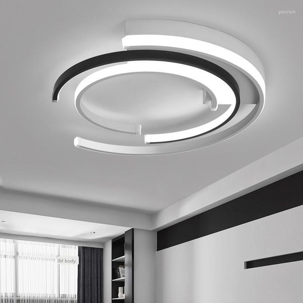 Lâmpadas pendentes de lustres de LED modernos Luzes de estar quarto de estar de lustre de plafond moderno luminária Plafonnier BLAC BLAC Kitchen