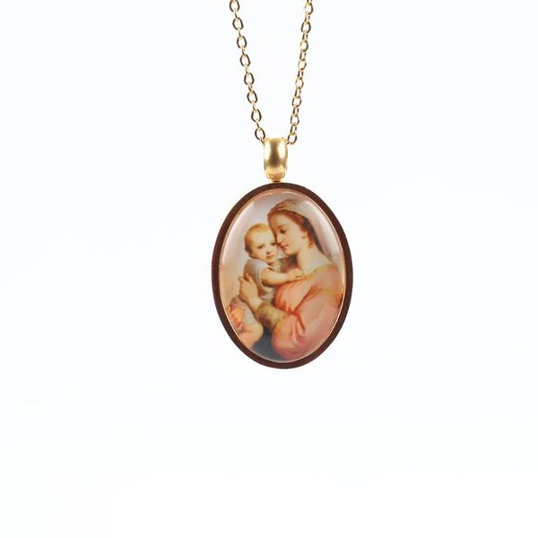 Anhänger Halsketten Edelstahl Religiöse Ovale Christus Jesus Jungfrau Maria Halskette Schmuck Geschenk Für ChurchPendant