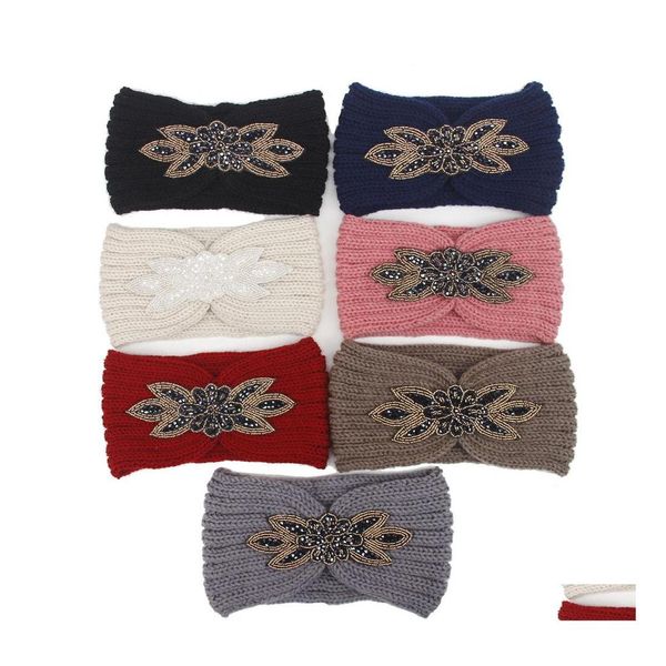 Canda per capelli goccia diamante a crochet elaborate Women Winter Sports Abbaccante per capelli Turban Head Muffs Cap per prodotti per la consegna di feste Dhap8