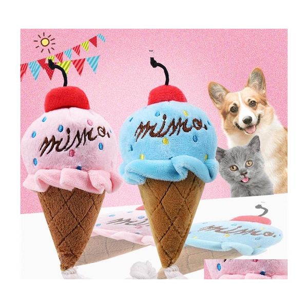 Giocattoli per cani Mastica Animali Cartone animato Cigolante farcito Giocattolo per animali Simpatico puzzle di peluche per cani Cat Chew Squeaker Squeaky Ice Cream Drop Deliv Dh4V2