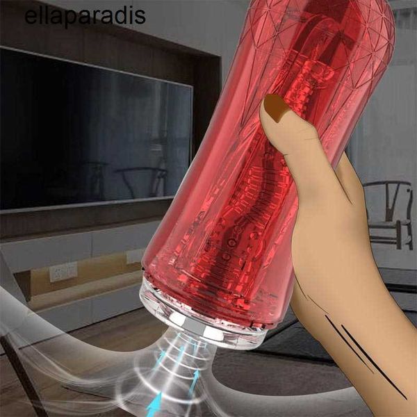 Erwachsene massager Neue Männliche Masturbator Tasse Transparent Silikon Weiche Pussy Sex Spielzeug Vibration Blowjob Saugen Maschine Vagina Waren Für Männer