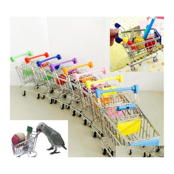 Gabbie per uccelli Mini supermercato Carrello del negozio Colorf Divertente Finta Gioca a giocattoli Trolley Pet Pappagallo Criceto Giocattolo Consegna di goccia Forniture per giardino domestico Dhz8L