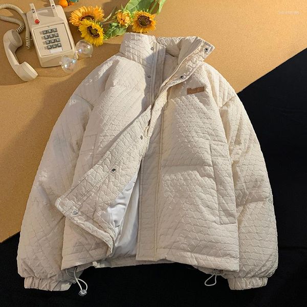 Jackets de algodão de algodão de trincheira feminina feminina Casas de algodão sólidas gole de casaco acolchoado quente e solto feminino de inverno