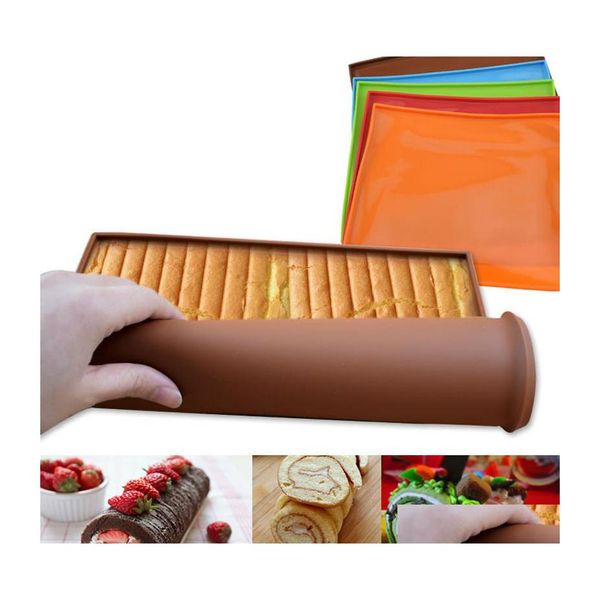 Backen Gebäck Werkzeuge Non Stick Sile Mat MTI Funktion Swiss Roll Teig Pad Anti Skid Rec Küchenzubehör Gesunde Drop Lieferung H Dhbjr