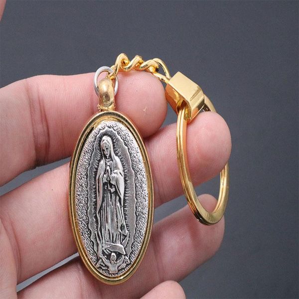 Keychains Cristo Jesus Anel Key Anel Virgin Kichain Men e Women's Backpack Pinging. Nossa Senhora de Guadalupe Circlekeychains