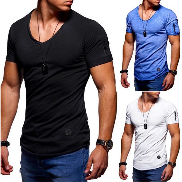 Camisetas masculinas 2023 Zipper manga curta Men tops Tees Slim Fit T-shirt Male casual verão camisetas plus