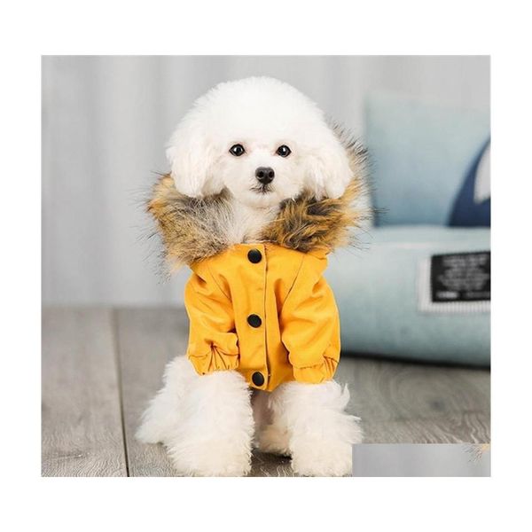 Vestuário para cães roupas de inverno para cães pequenos cães de peles de luxo casaco com capuz de capuz