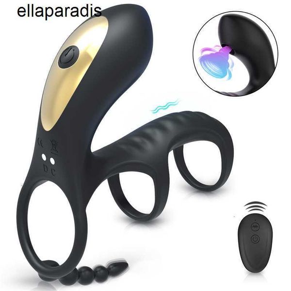 Massaggiatore per giocattoli sessuali Anello per pene Succhiare vibratore Forniture per erezione del cazzo Giochi per coppie Coppie sexy Archi da uomo in nero