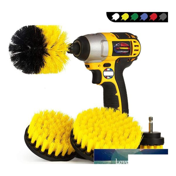 Spazzole per pulizia Kit spazzola per trapano elettrico Rotondo in plastica per moquette Pneumatici per auto in vetro Nylon Power Scrubber Consegna a goccia Giardino domestico Ho Otb7S