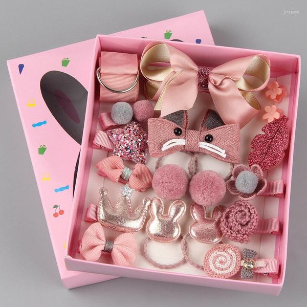 Haarschmuck für Kinder, Mädchen, Prinzessinnen-Stil, farblich passende Clip-Ringe, Geschenkbox, 18 Sets