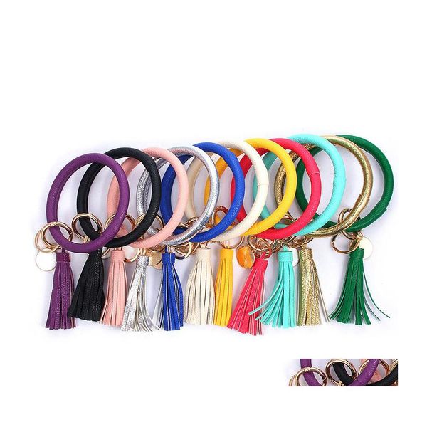 Principais anéis o chaves anel pulgle Pu couro borla de pulsel ânimo pulseira de chaveira feminina sports sports de pulseira Favor Favor Gift M223F Z DRO DH0KZ