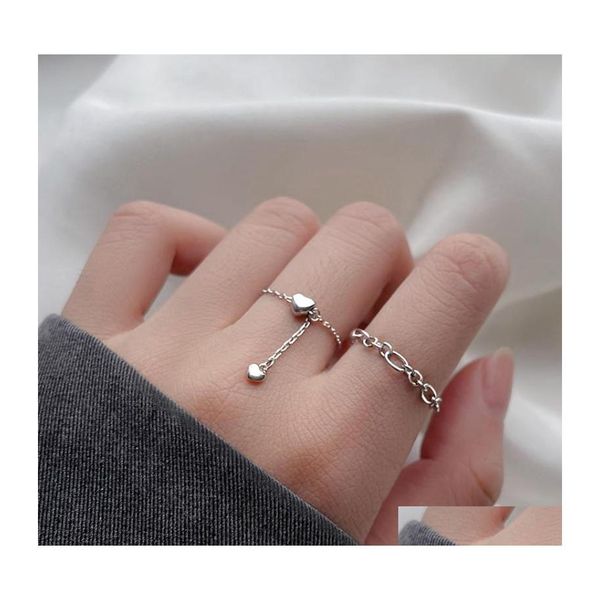 Alyans Pl Out Tasarım Sier Renk Küçük Kalp Şeklinde Nişan Dainty Ring Jewellry minimalist romantik moda mücevher Drop d dhuu9