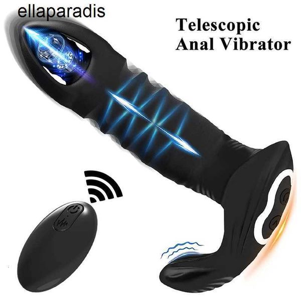 Sexspielzeug-Massagegerät, automatischer Stoß-Analvibrator, männlicher Prostata-Teleskopvibrator, Masturbationsstecker, drahtlose Fernbedienung