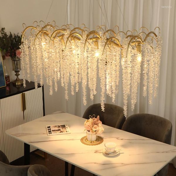 Candeliers Morden LED Art Strip Teto Crystal Branch Lâmpada Pingente Villa Hall pendurado Light Home Decor Lighting Lighting