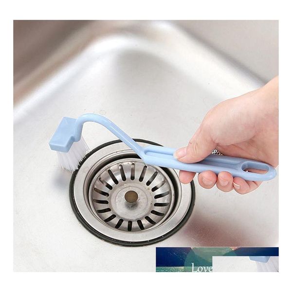 Spazzole per pulizia 1 pezzo portatile a forma di V manico lungo curvo scopino per WC bordo facile da pulire angolo in profondità accessori per il bagno di casa Drop De Otus6