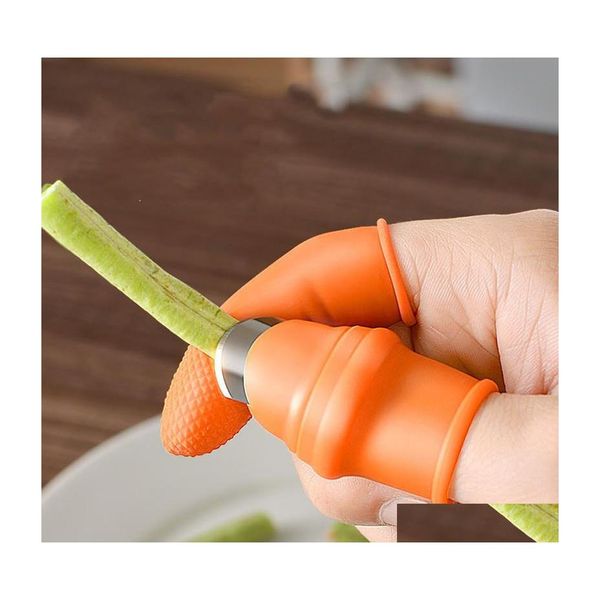 Utensili da cucina Sile Thumb Knifeadd5Pcs Proteggi dito Ingranaggi Taglio Coltello per raccolta di verdure Pizzicamento Forbici a lama per piante Gar Dhq3K