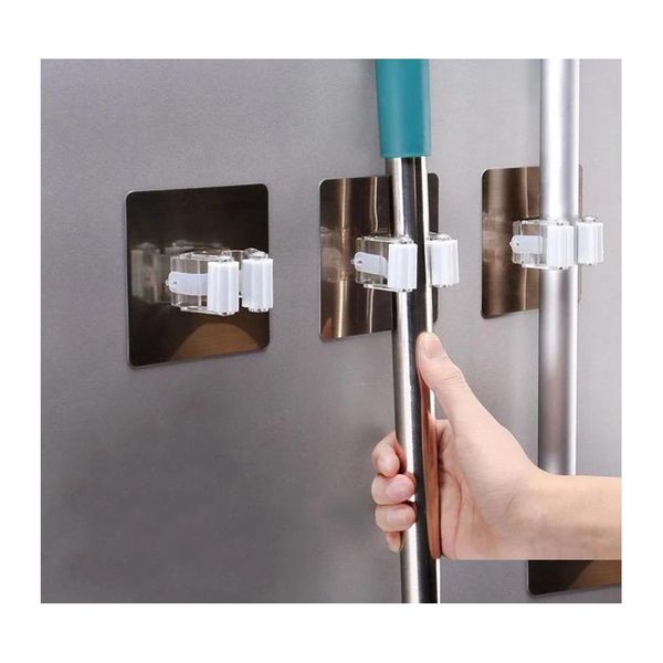 Ganci Guide Adesivo Multiuso Gancio Montaggio a parete Porta organizer per mocio Scaffale Porta scopa Appendiabiti Cucina Bagno Forte inventario Wh Dhalz