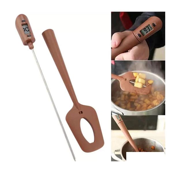 Termometri Termometro da cucina digitale Doppio uso Sile Scraper Spata Cookings Food Strumento di cottura domestica Drop Delivery Giardino domestico Dhfxi