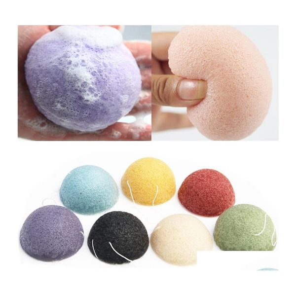 Spazzole da bagno Spugne Scrubber Natural Konjac Soffio cosmetico Carbone di bambù Detergente Spugna Trucco Strumento per la pulizia del viso Smooth Be Dhvz7