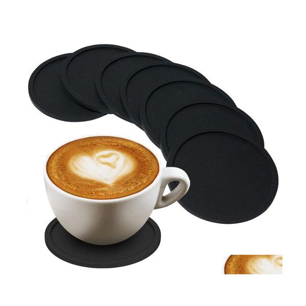 Mats Pads Sile Coffee Placemat Button Coaster Drink Copo Caneca de vidro Beverage Pad Pad Mat Coasters Decoração da mesa Decoração Drop D DHO8W