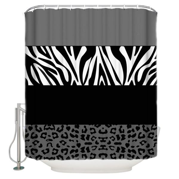 Tende da doccia Home Stampa leopardata Zebra Texture Tenda da bagno di lusso Tessuti impermeabili Bagno