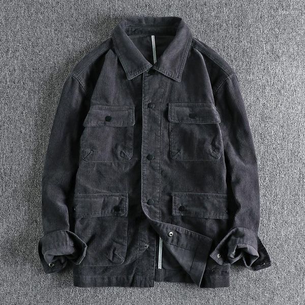Männer Jacken 2023 Dreidimensionale Tasche Cord Jacke Männer Einfache Klassische Jugend Dünne Mantel Oberbekleidung 1388