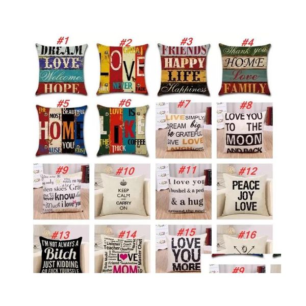 Almofada/travesseiro decorativo caixa de letra quadrada sofá cardagem de decoração de amor tem tema de amor decoração de casa 23 designs 45x45cm Inventário Wholes Dhuoi