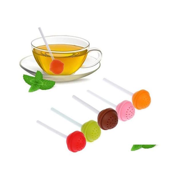 Tee-Ei Kreative Lollipop-Form Sile Sweet Infuser Candy Loose Leaf Becher Sieb Tasse für Kaffee Drinkware Drop Lieferung nach Hause GA Dhbmq