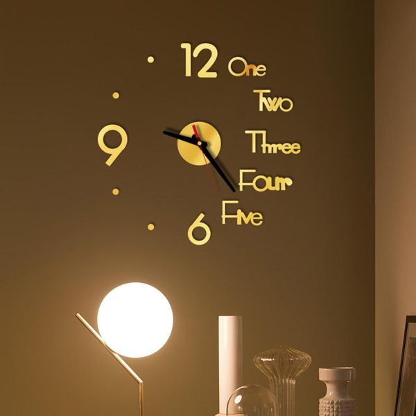 Wanduhren Uhr Spiegel Buchstabe Ziffer Hängende dekorative Verzierung für Home Office Acryl ClockWall