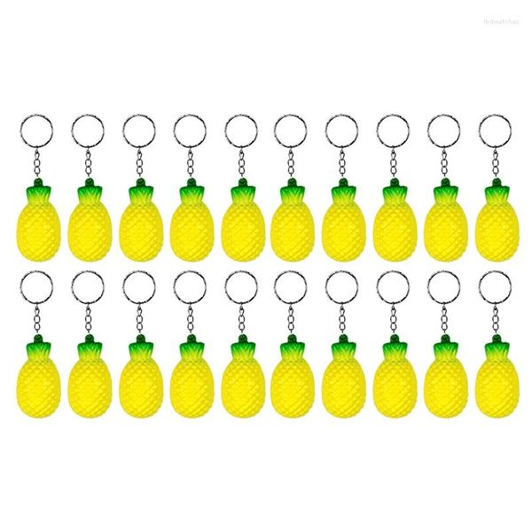 Keychains 20 pacote de abacaxi alivie os brinquedos Fruits para favores de festas e prêmios de carnaval escolar