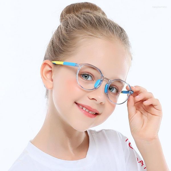 Occhiali da sole personalizzati TR90 Occhiali anti luce blu per bambini Montature per occhiali eleganti e rotonde piatte per ragazzo e ragazza