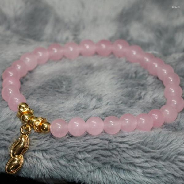 Strang Fabrik Preis Einzigartige Hohe Qualität Natürliche Rosa Jade Stein Chalcedon Weibliche Armband 6mm Runde Perlen Schmuck 7,5 zoll B1938