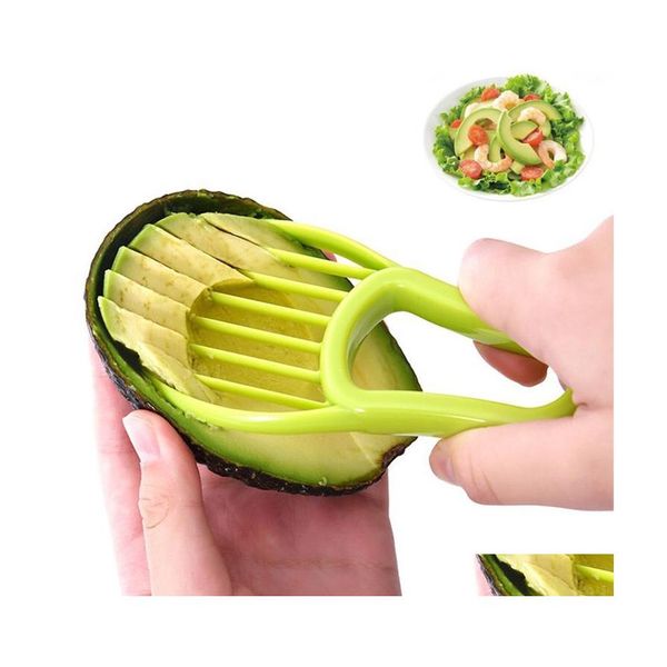 Obst Gemüse Werkzeuge 3 in 1 Avocado Slicer Shea Corer Butter Peeler Cutter PP Separator Kunststoff Messer Küche Gadgets Drop delive Dhbtj