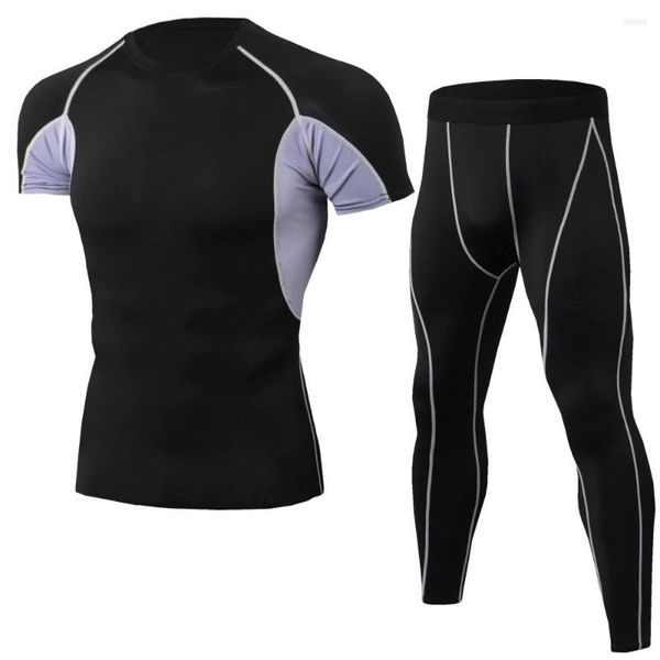 Set da corsa Tute sportive ad asciugatura rapida da uomo Collant da allenamento per basket Abbigliamento Palestra Fitness Esercizio da jogging Kit di abbigliamento sportivo