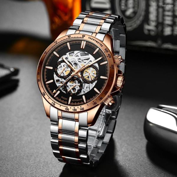 Нарученные часы Haiqin Мужские часы Automatic Men Watch Механические наручные часы 2023 Luxury Gold Business Relogio Masculino