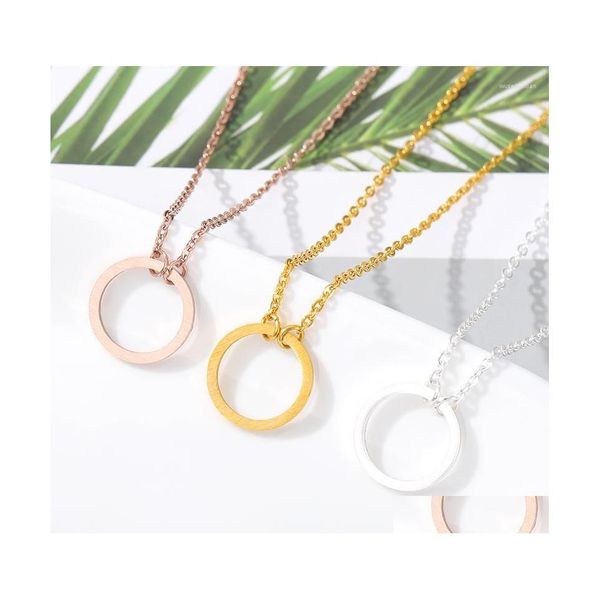 Collane con ciondolo Dainty Small Eternity Karma Collana Regalo di amicizia Semplice cerchio rotondo Fascino Girocollo Laurea Gioielli Donna Dro Dhy1R