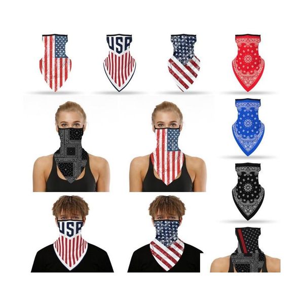 Maschere firmate Bandiera americana Bicicletta Bandana Antipolvere Traspirante Sciarpe per il viso Sciarpa estiva da pesca all'aperto Antiuv Maschera liscia Drop Dhufa