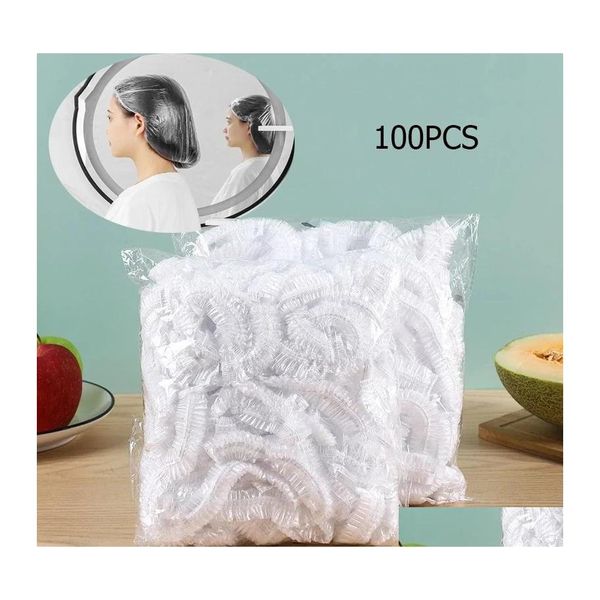 Cuffia da doccia 100Pcs Cuffia usa e getta Cappello da bagno in tessuto non tessuto a forma di maglia elastica per l'estensione delle ciglia Trasparente Consegna a caduta di capelli impermeabile Hom Dhqlu