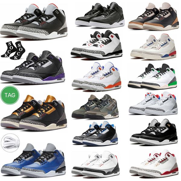 Lässige Herren-Basketballschuhe 3s Jumpman 3 Cardinal Red Pine Green Racer Blue Cool Grey Hall of Fame Court Purple Laser Orange Herren-Trainer im Freien JordrQn