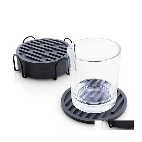 Mats Pads Table 1Pc Sile Mat Sottobicchieri per tazze Antiscivolo Presina Tovaglietta rotonda Resistente al calore Caffè Tè Accessori per la cucinamats Drop Dhvmg