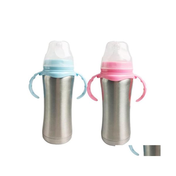 Tazze 8Oz Vacuum Insation Biberon con capezzolo Sile 304 Acciaio inossidabile Baby Milk Feeder Infant Drop Delivery Home Garden Kitch Dhfaj