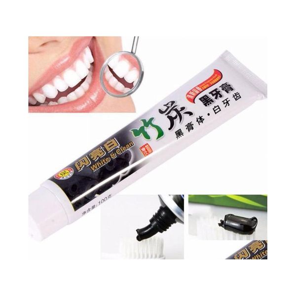 Pasta de dente gota a carvão para pasta de dente preto branqueador bambu entrega oral beleza de saúde dhimh