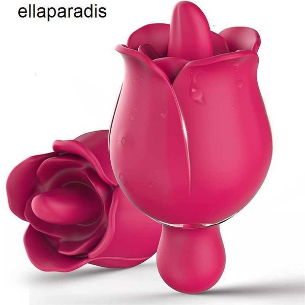 Секс-игрушки массажер Роза Вибратор для женщин Клиторальный ликер для языка Мини-маленький с 7 режимами 9 Мощная вибрация Стимулятор лизания сосков для полости рта